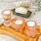 Kate Aspen® Assorted Vintage Ribbed Rose Gold Pink Glass Candlestick Candle Holder Set